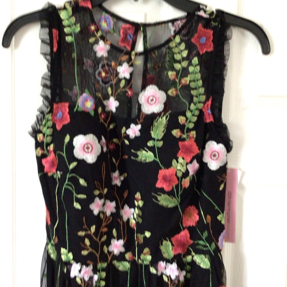 NWT Aqua Black Floral Gown